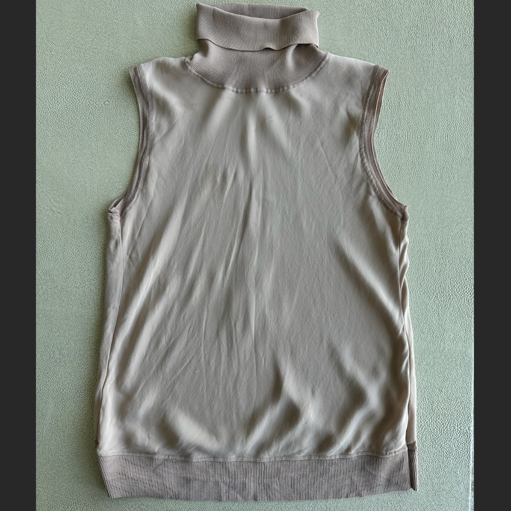 Theory Silk Nude Turtleneck Top